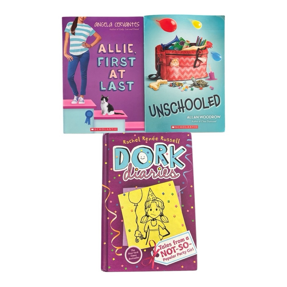 Set of 3️⃣ books ⭐️ Dork Diaries ⭐️ Unschooled ⭐️ Allie, First at Last